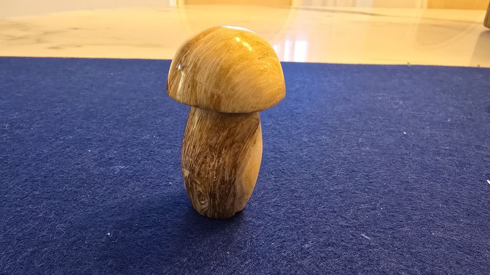 Cogumelo em jaspe policromado