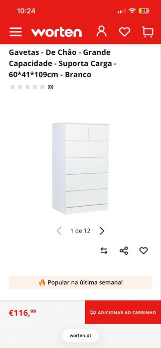 Cómoda IKEA 5 Prateleiras/6 Gavetas/De Chão