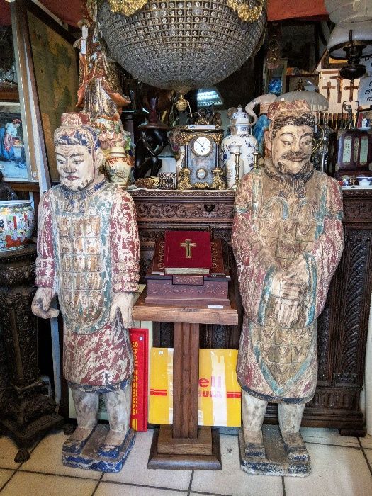 Grandes Esculturas Chinesas Madeira Policromadas