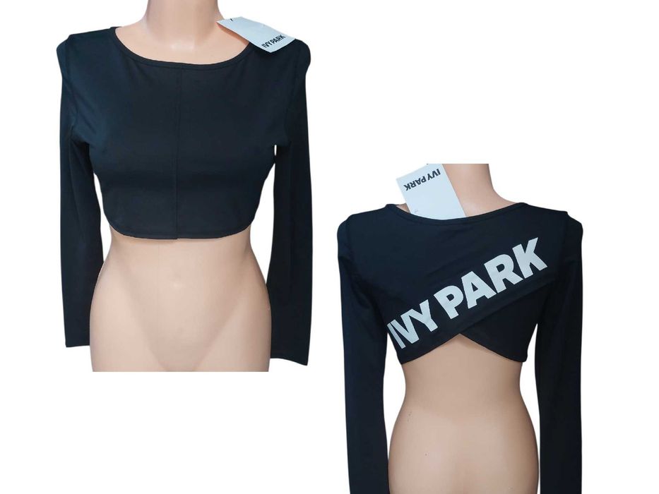 Czarna krótka bluzka top z długim rękawem IVY PARK, R.M
