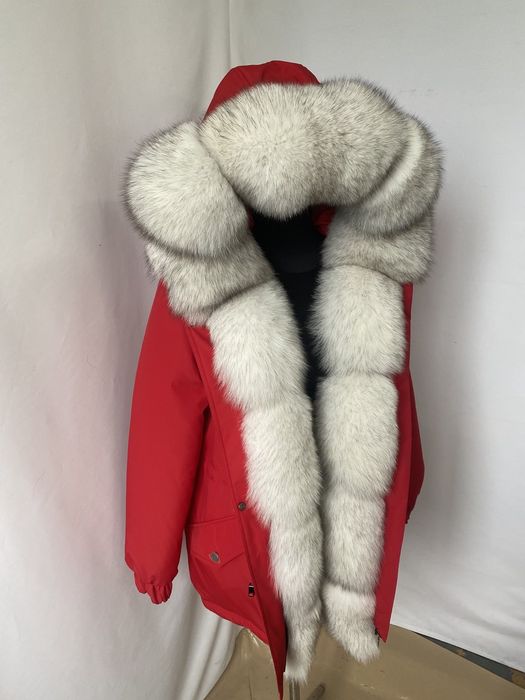 Женская зимняя парка куртка с мехом финского песца вуаль, 42-60 размер
