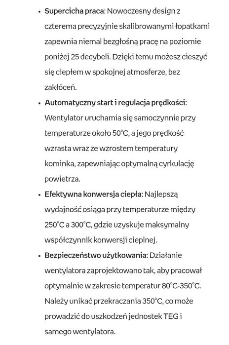 Model HL-600E to termoelektryczny wentylator kominkowy,