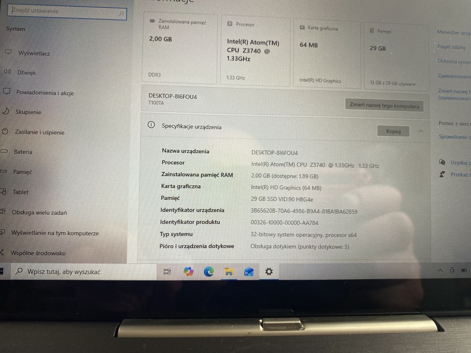 Asus transformer t100ta 2w1