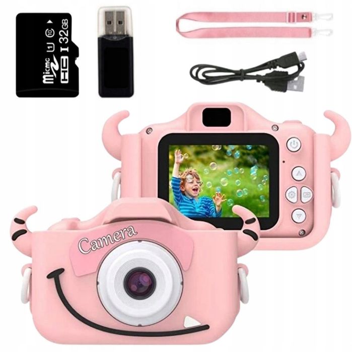 Aparat Cyfrowy Dla Dzieci Kamera Gry Zabawka + Karta 32Gb - Różowy