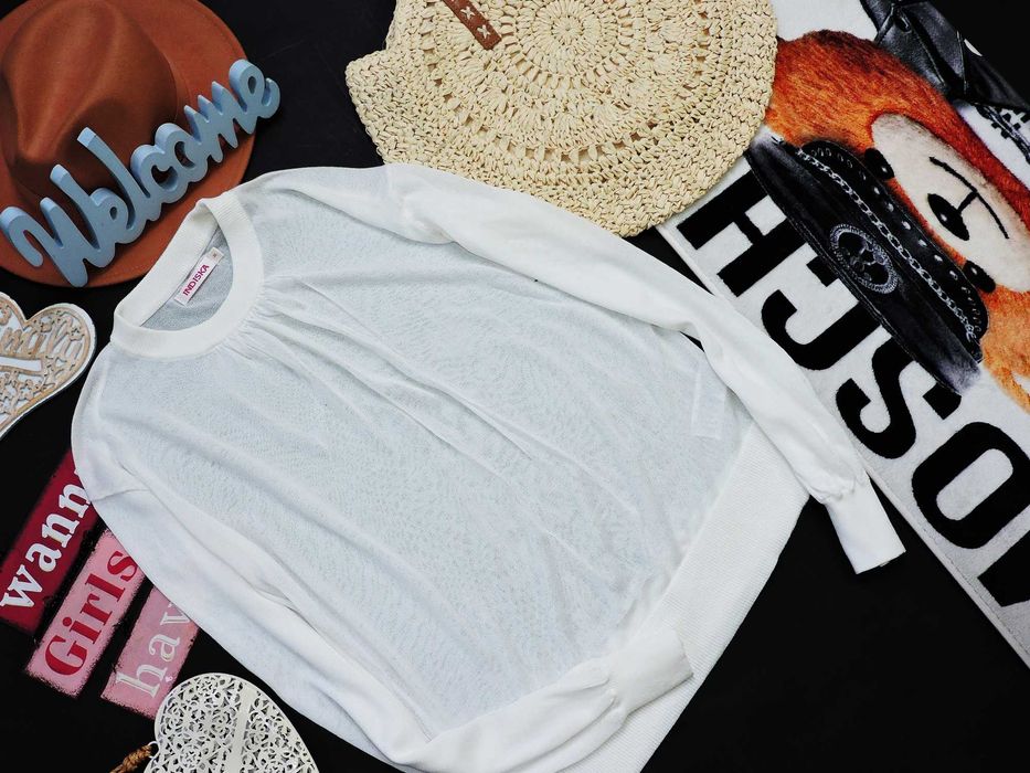 Indiska Biały Stylowy sweterek  M