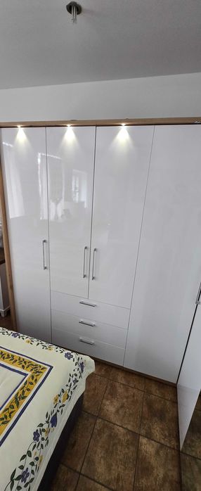 Duża szafa narożna 236x201 biały połysk / dąb  aristan