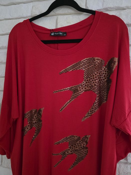 Overchic cudna tunika cyrkonie jaskółki xxxl 48 50