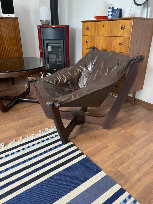 Fotel skórzany Luna Odd Knutsen, design , skandynawski, mid century