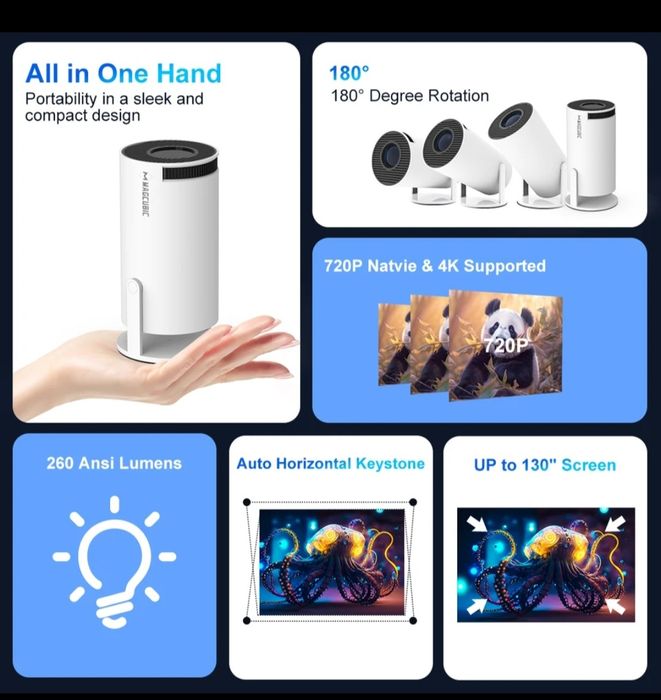 Projektor Rzutnik HY300 PRO FULL HD Android 11 NETFLIX Idealny prezent