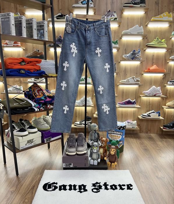 Джинси Chrome Hearts Blue / White
