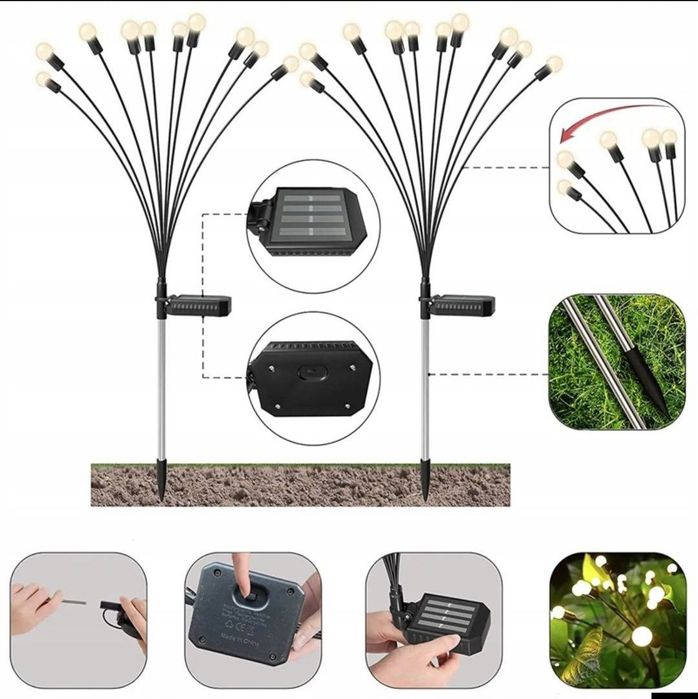 Lampa 10 LED kulki solarne