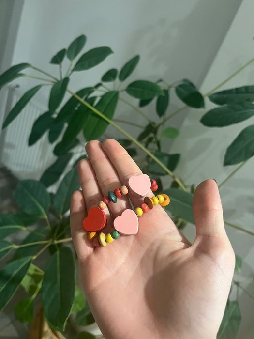 naszyjnik z koralików z serduszkami handmade