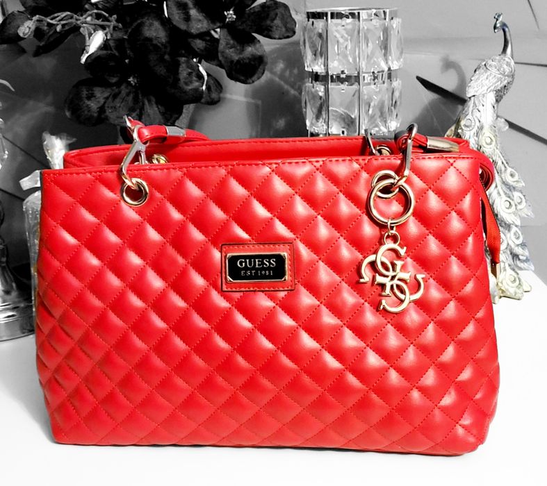 Torebka Guess Pikowana Duża Srebrne dodatki Wyprzedaż.