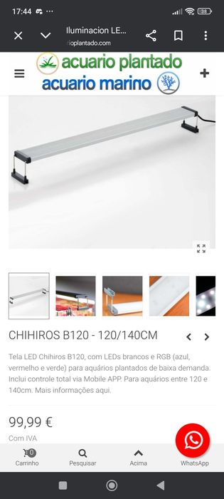 Calha led aquário 1.20m