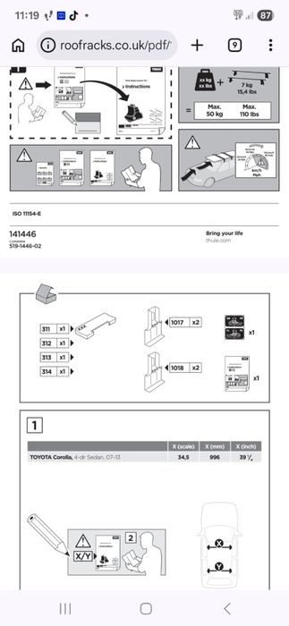 Bagażnik dachowy rowerowy belki thule