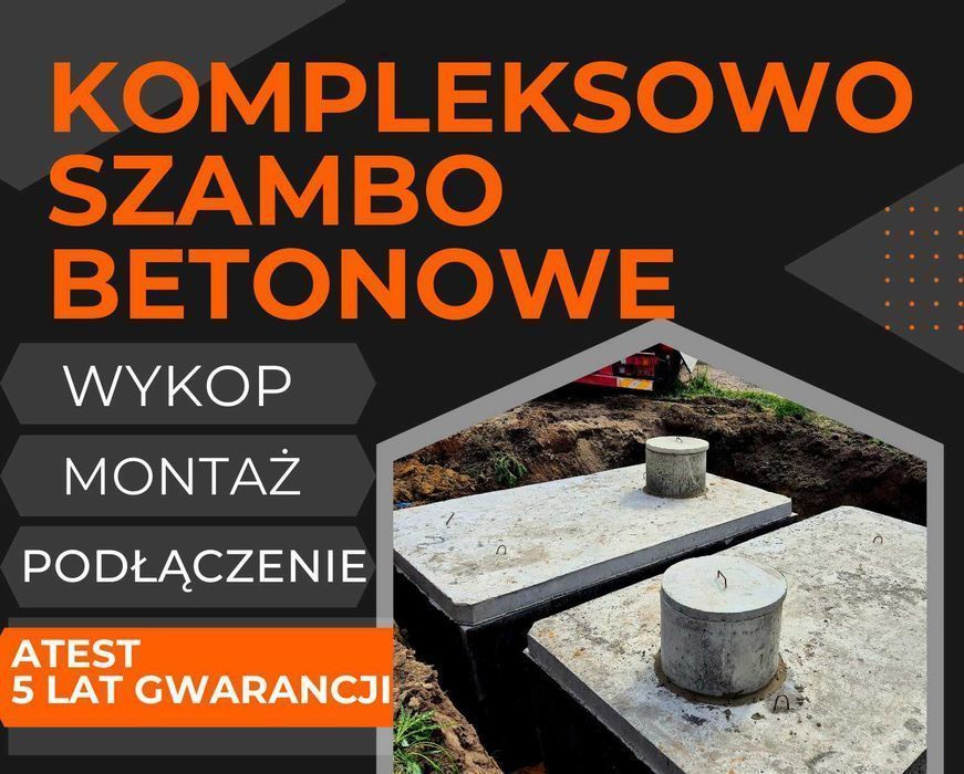 Szambo Szamba Betonowe 8m3 deszczówka kanał  WYKOP zbiornik 6m3 10m3 kompleksowo