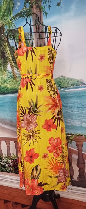 Vestido comprido amarelo florido Desigual (M)