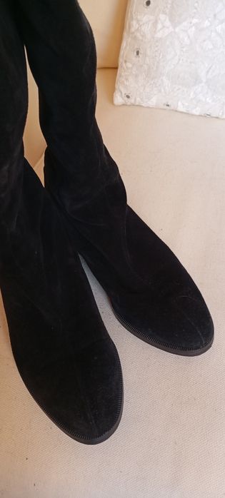 Bota de cano alto preto em camurça Jet Set made in paris