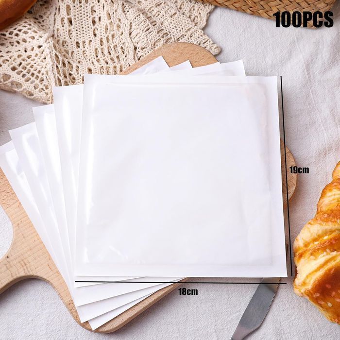 Koogel Zestaw 100 Torebek Piekarniczych Białe Papier Kraft 18 x 19 cm