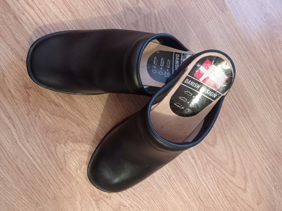 черные кожаные сабо клоги в отличном состоянии р. 37