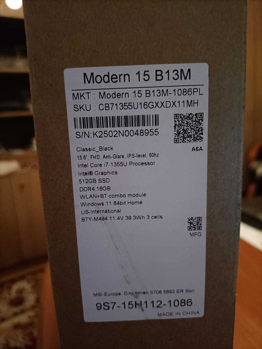 Msi Modern 15  B13M i7 1355U