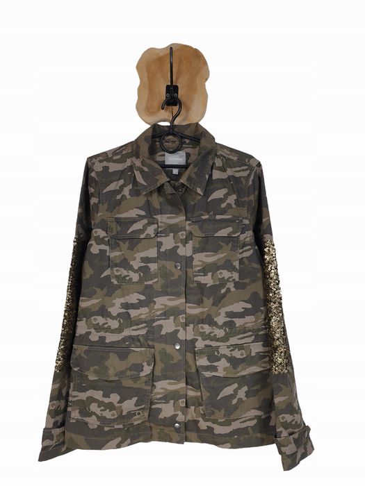 Kurtka parka bawełniana Next 40 L 12 moro z cekinami