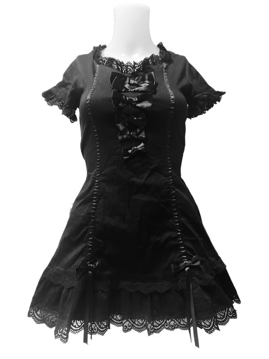 Czarna sukienka mini kokardki living dead souls alternative lolita emo