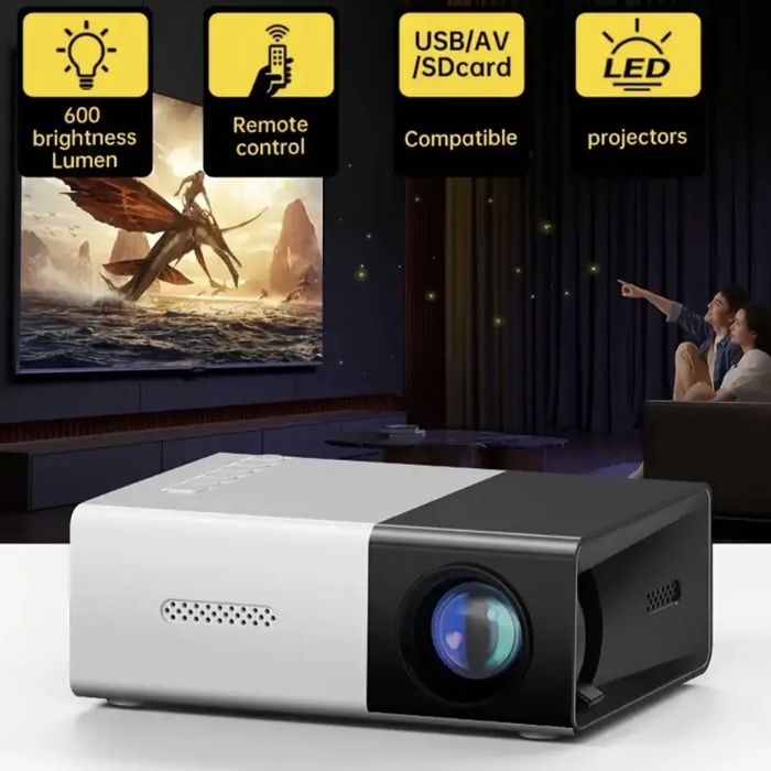 Мультимедійний проектор з динаміком портативний HD YG300 + екран