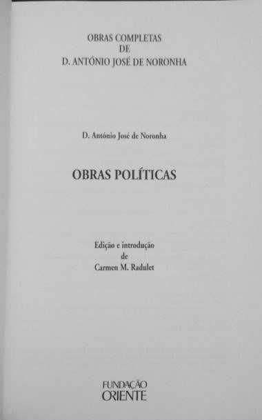 D. António José de Noronha - Obras Políticas