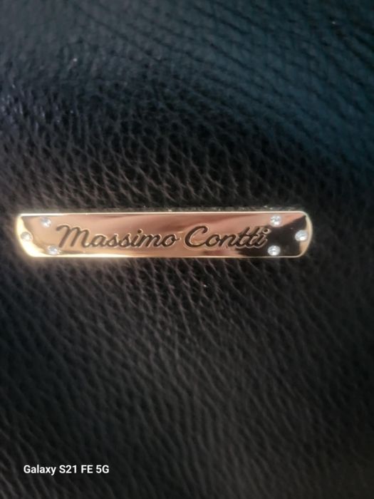 Massimo Contti czarna shopperka skórzana