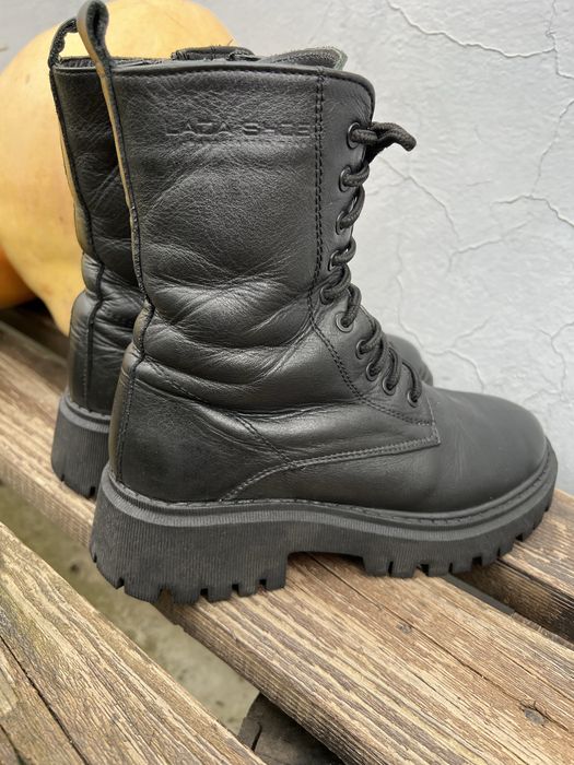 Botki Czarny skórzane sznurowane 38
