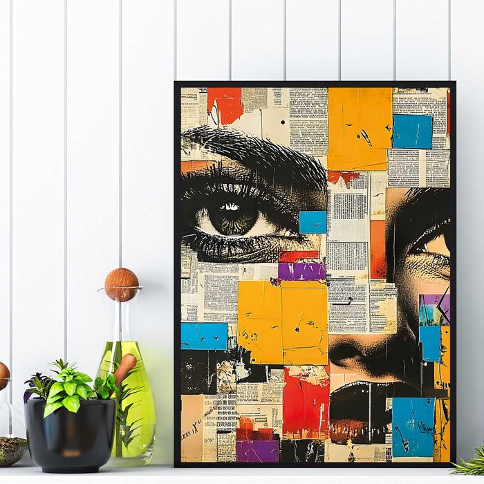 plakat w stylu Andy Warhol pop art, plakat na ścianę twarz kobiety