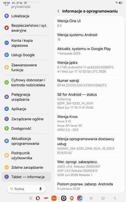 FAJNY TABLET SAMSUNG A11 x230. Gwarancja producenta. Pamięć 6/128 gb. Ekran 11 cali. Android 16