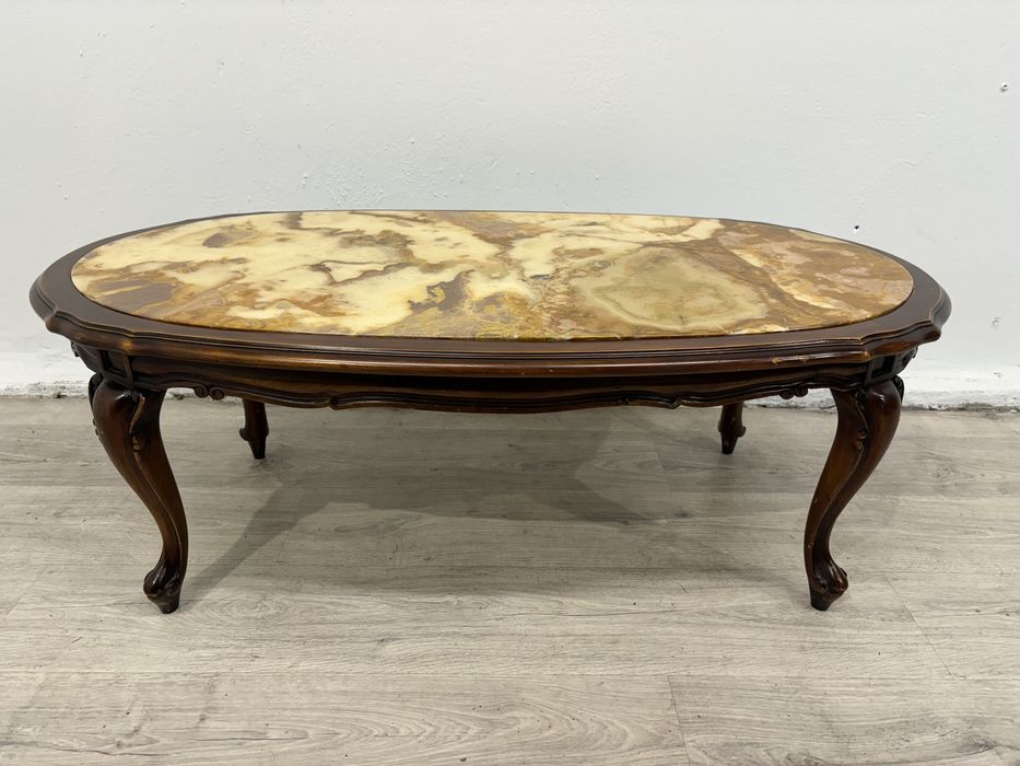 Piękny francuski stolik kawowy z marmurowym blatem