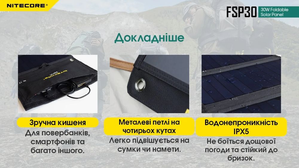 Панель сонячна Nitecore FSP30 (30W)