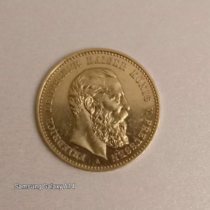 Złota moneta 10 marek 1888 r A
