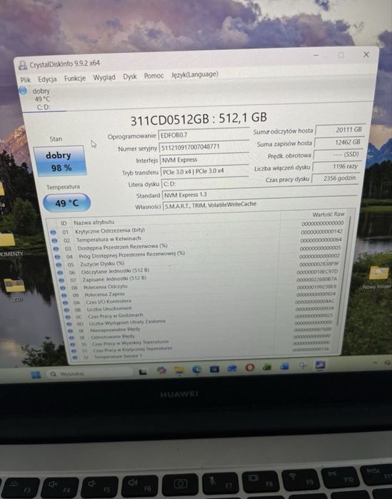 Huawei MateBook D 14 i5 / 8 GB / 512 GB SSD / Windows 11 – stan idealny