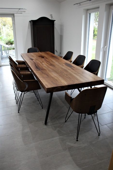 Stół dębowy nogi rura  pod wymiar żywica dąb stolarz 80mm grubość!