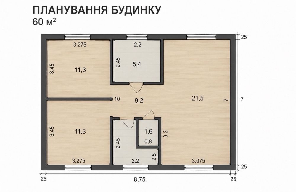 Одноповерховий таунхаус