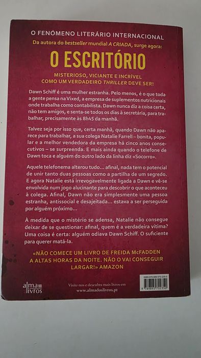 Livro "O Escritório" de Freida Mcfadden, como novo.