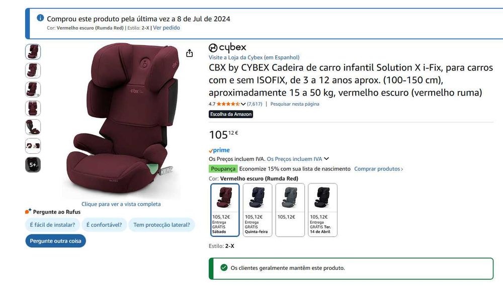 CYBEX Cadeira de carro infantil Solution X i-Fix, para carros com e sem ISOFIX, de 3 a 12 anos aprox. (100-150 cm), aproximadamente 15 a 50 kg