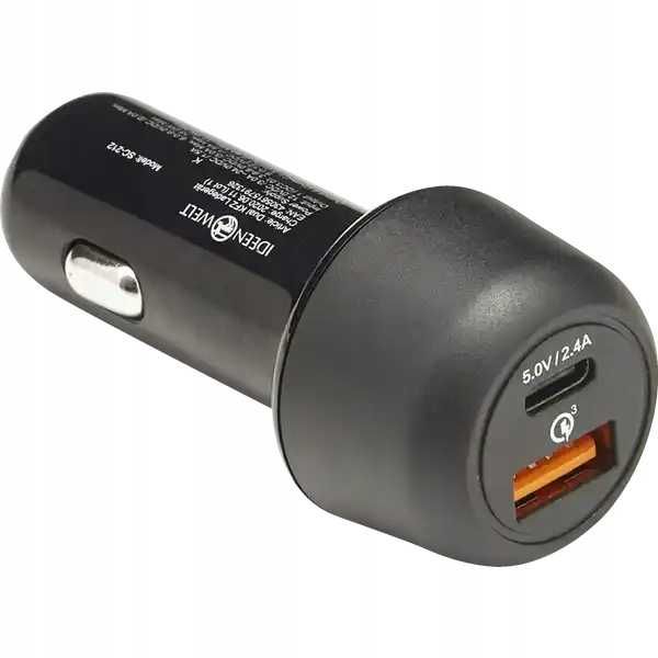 Ładowarka samochodowa 2w1 USB-C, USB-A PODWÓJNA ŁADOWARKA 30W 12V 24V