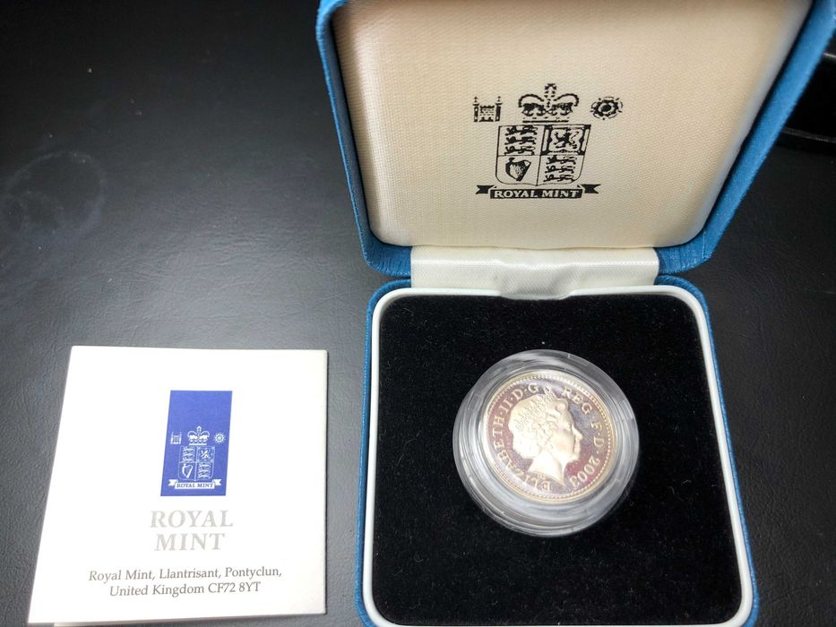 Inglaterra 2003 - Estojo Prata Proof 1 Libra - Brasão Real