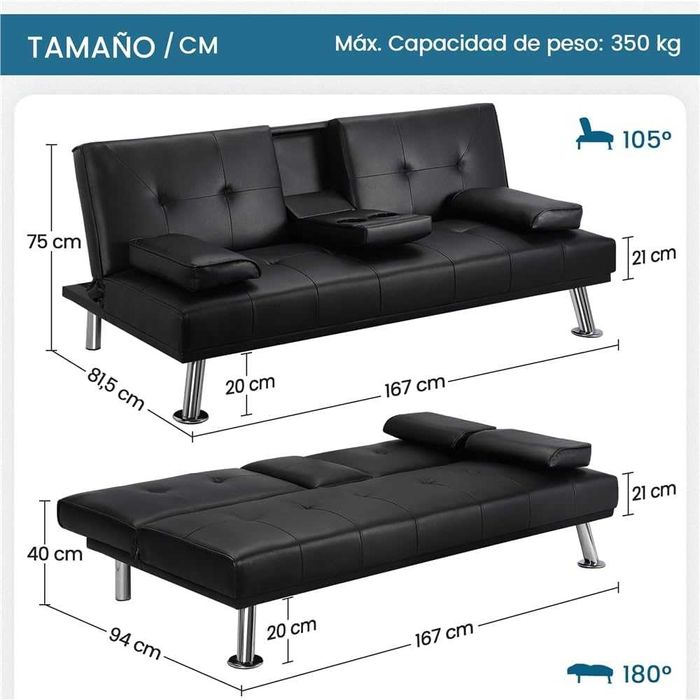 Sofá cama com oferta de TV LG 42" (108 cms)
