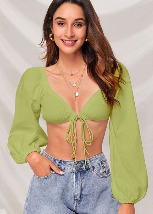 Shein bluzka damska zielona wiązana casual 36 łbx