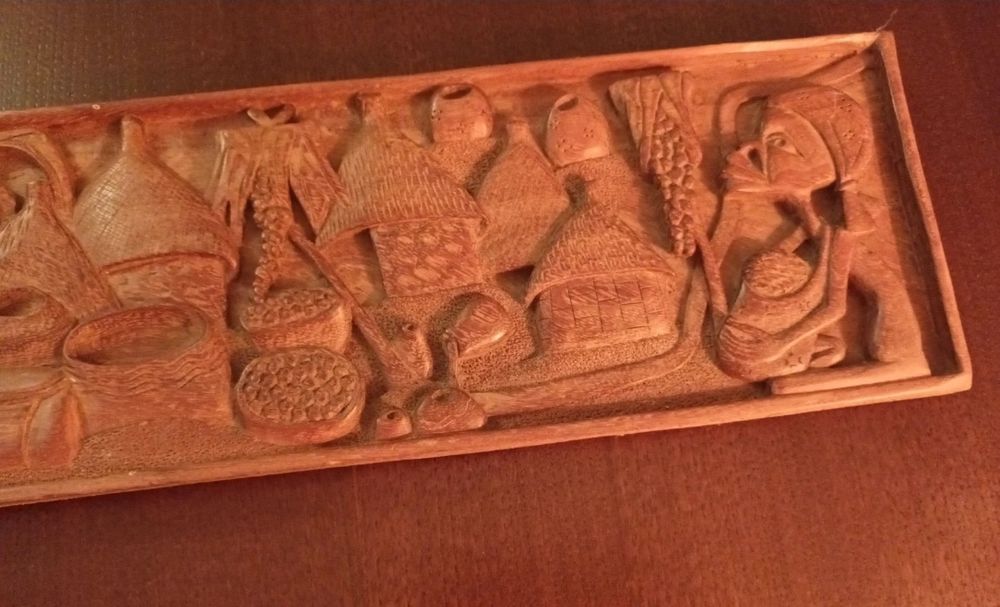 Escultura plana madeira maciça _ arte africana