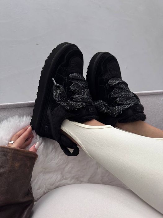 кросівки чорні  UGG Lowmel  угі кроси зимові на хутрі ловмел
