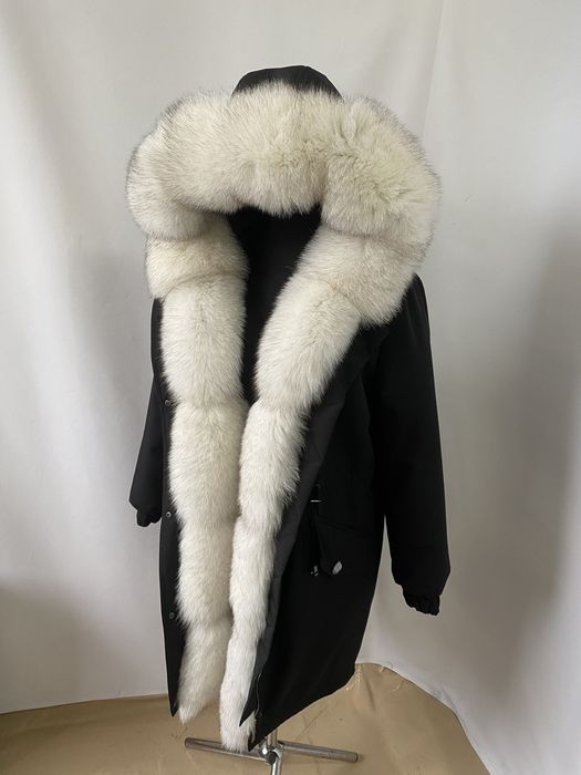 Женская зимняя парка куртка с мехом финского песца вуаль, 42-60 размер