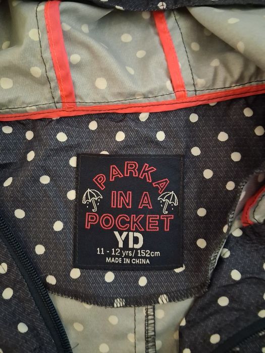 Kurtka przeciwdeszczowa, parka dla dziewczynki rozm.152 cm