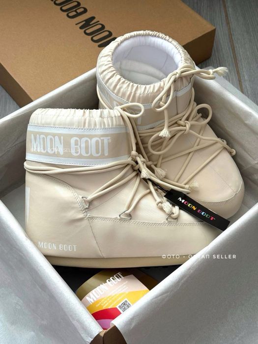 Мунбуты Moon Boot MB Icon Low Nylon beige снегоходы (NEW IN BOX)